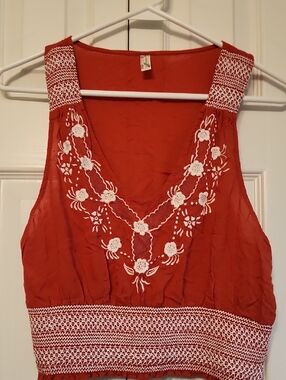 Intimately Free People Boho Floral Embroidered Sheer Tank Size S